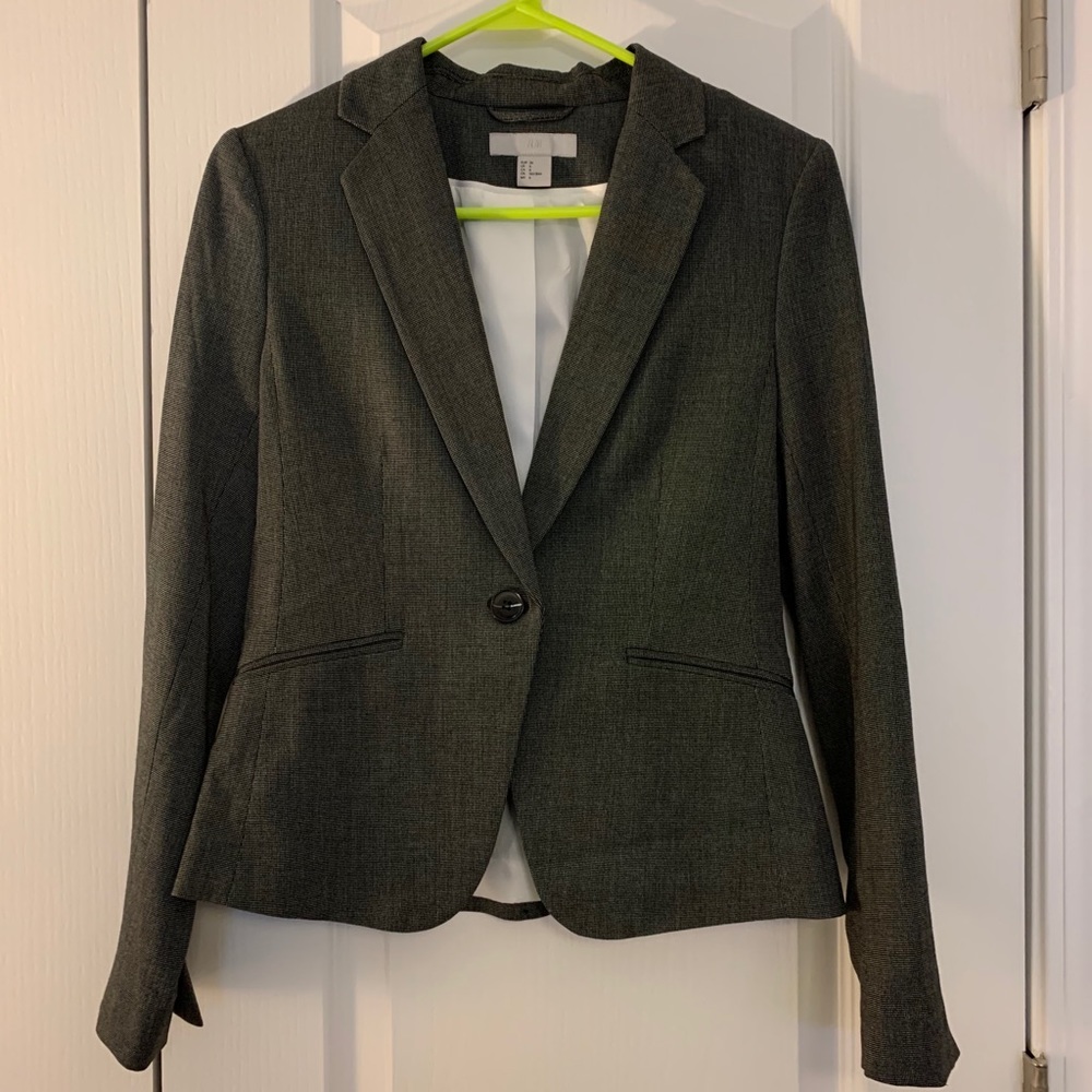 H&M Single-breasted Blazer, Gray, Size 6